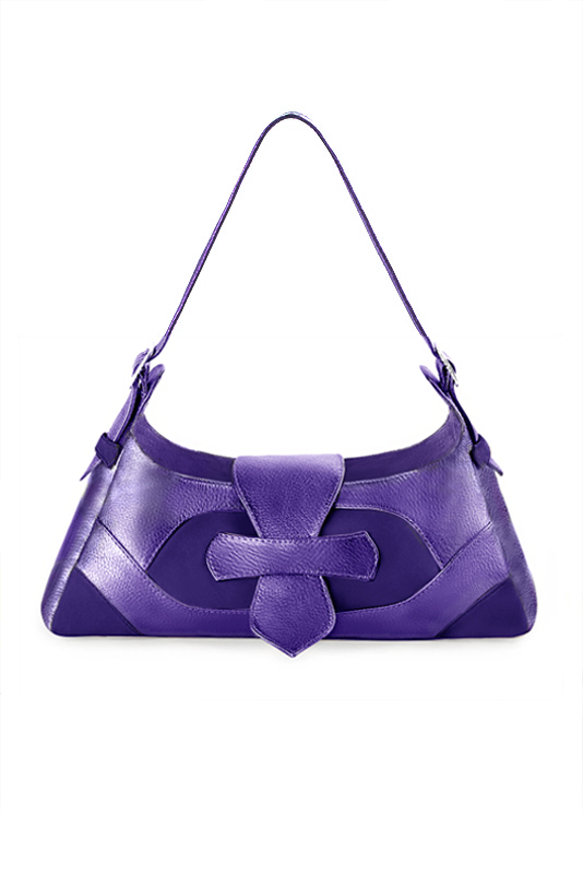 Violet purple women's dress handbag, matching pumps and belts. Top view - Florence KOOIJMAN